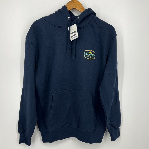 Billabong Hoodie Men's M Navy Blue Pullover Cotton Blend Double Sided Logo NWT - Picture 1 of 10